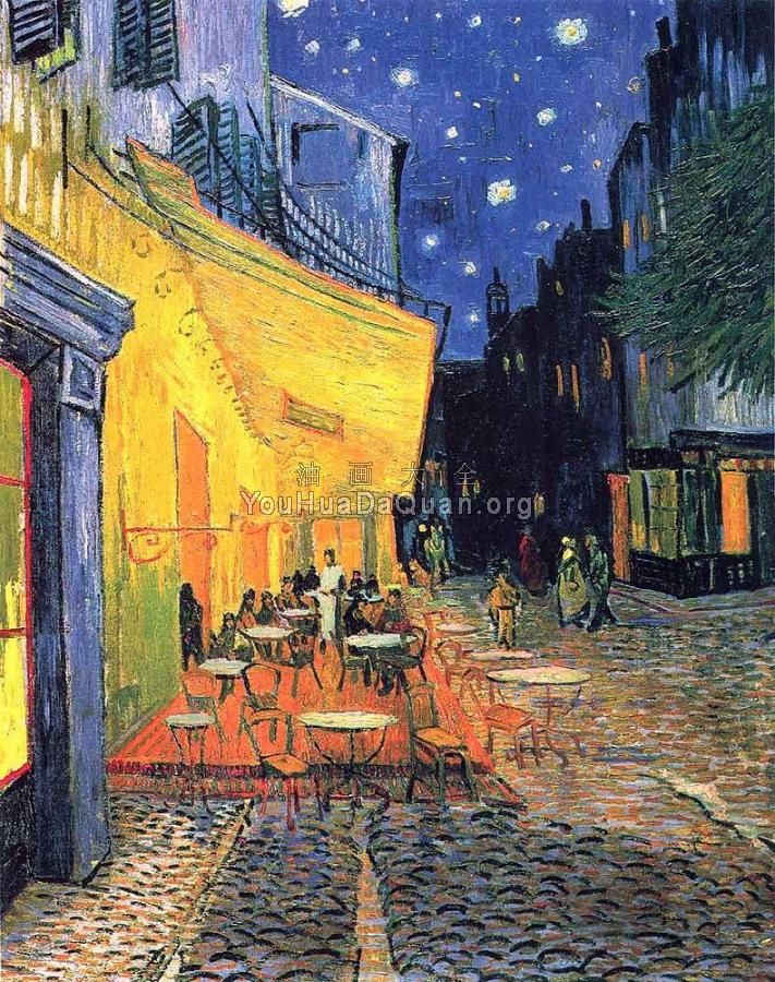 夜间的露天咖啡座 - 文森特·威廉·梵高